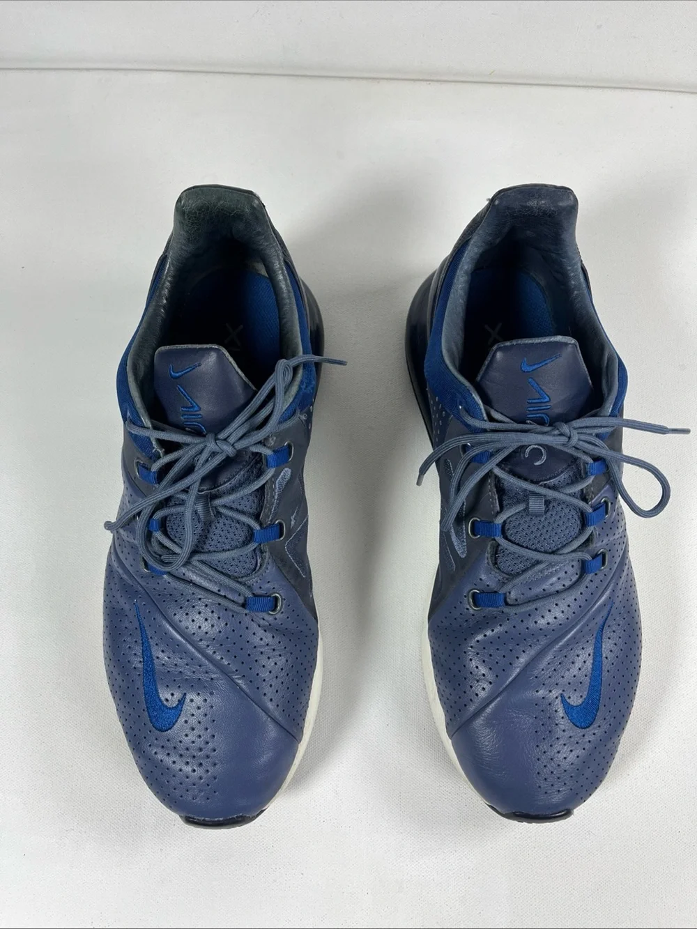 Nike Air Max 270 Premium Diffused Blue Leather Athletic Sneakers Mens 11.5